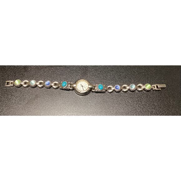 Charter Club Jewelry - Charter Club Silver-Tone Multi-Stone Bracelet Watch Quartz Colorful Cabochons